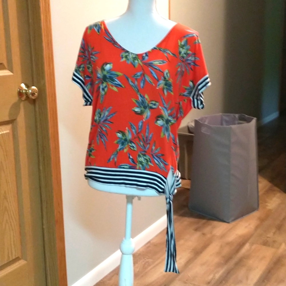 A multi pattern T shirt.